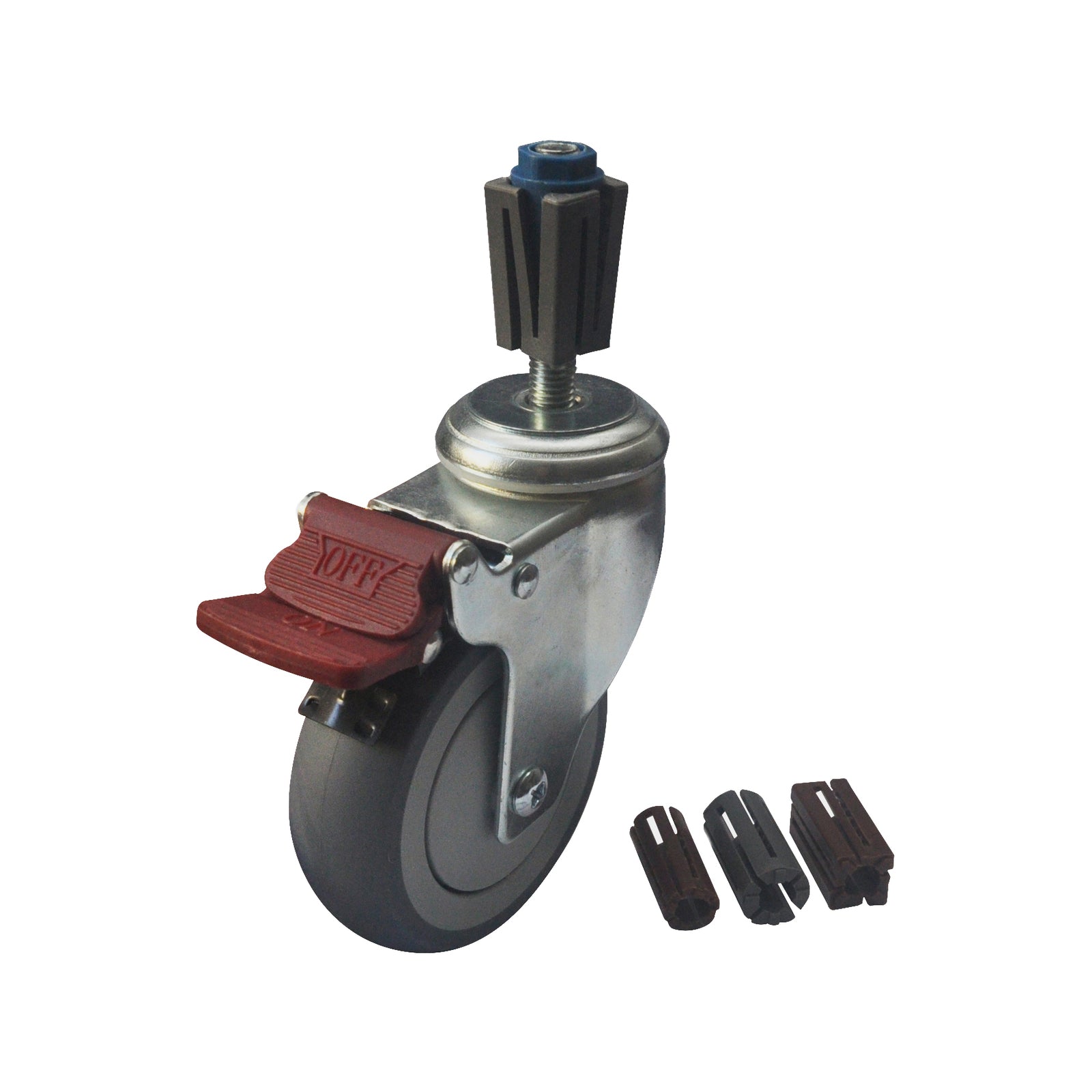 Easyroll 100mm 120kg Grey Rubber Braked Castor Expansion Kit