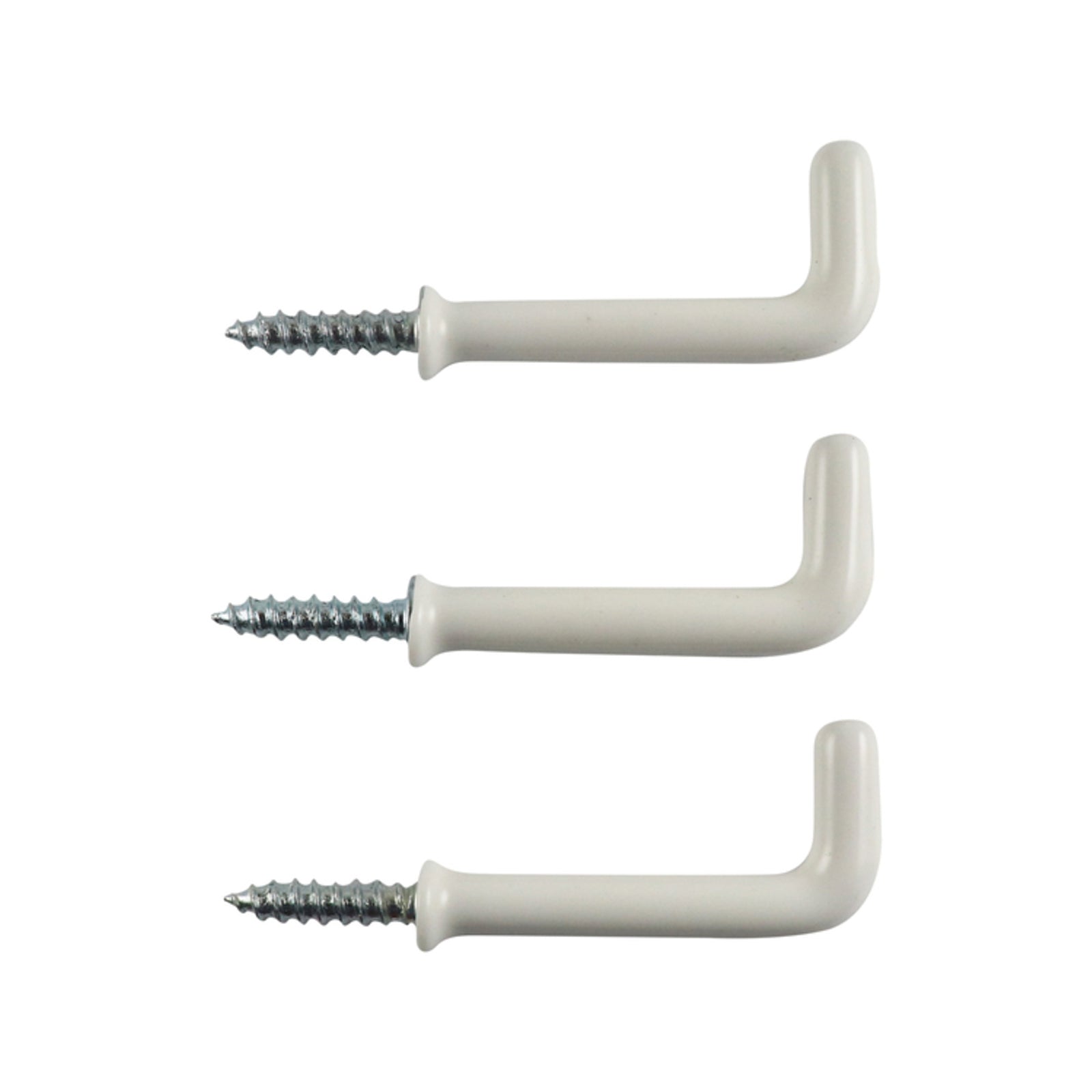 Everhang 38mm White Square Hook 3 Pack - PVC Dip Steel, 22kg Stud Rating