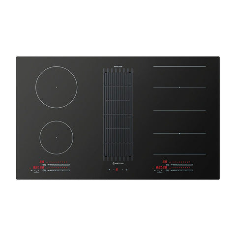 Artusi 90cm Induction Cooktop with Integrated Downdraft Extractor - Black Ceramic Glass, 4 Zones - AID864DD