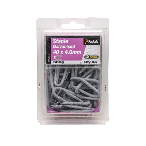 Paslode 40 x 4mm 500g Galvanised Steel Staple Nails - 45 Pack