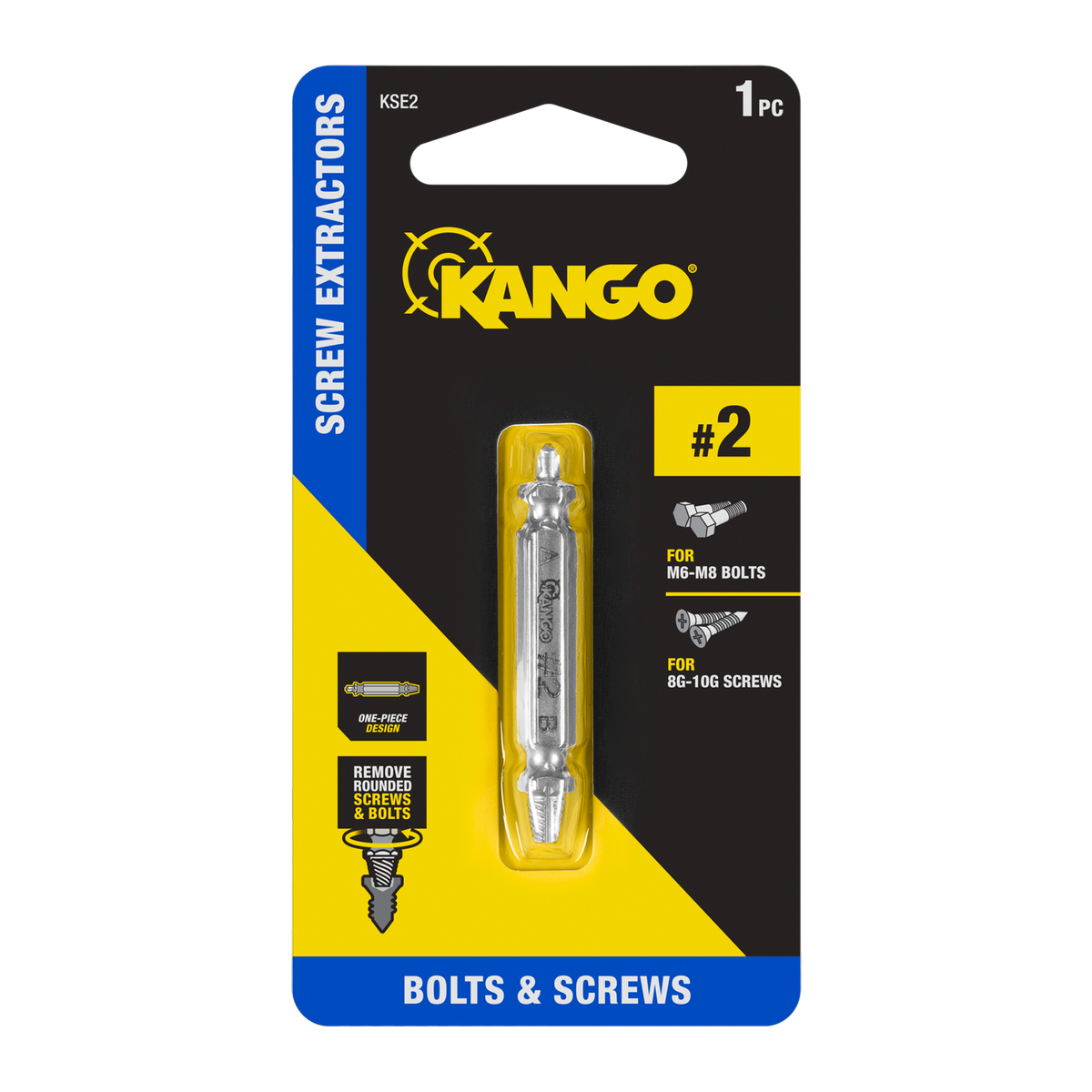 Kango Size #2 Screw Extractor - Double-Ended M2 Steel for 8G-10G Screws