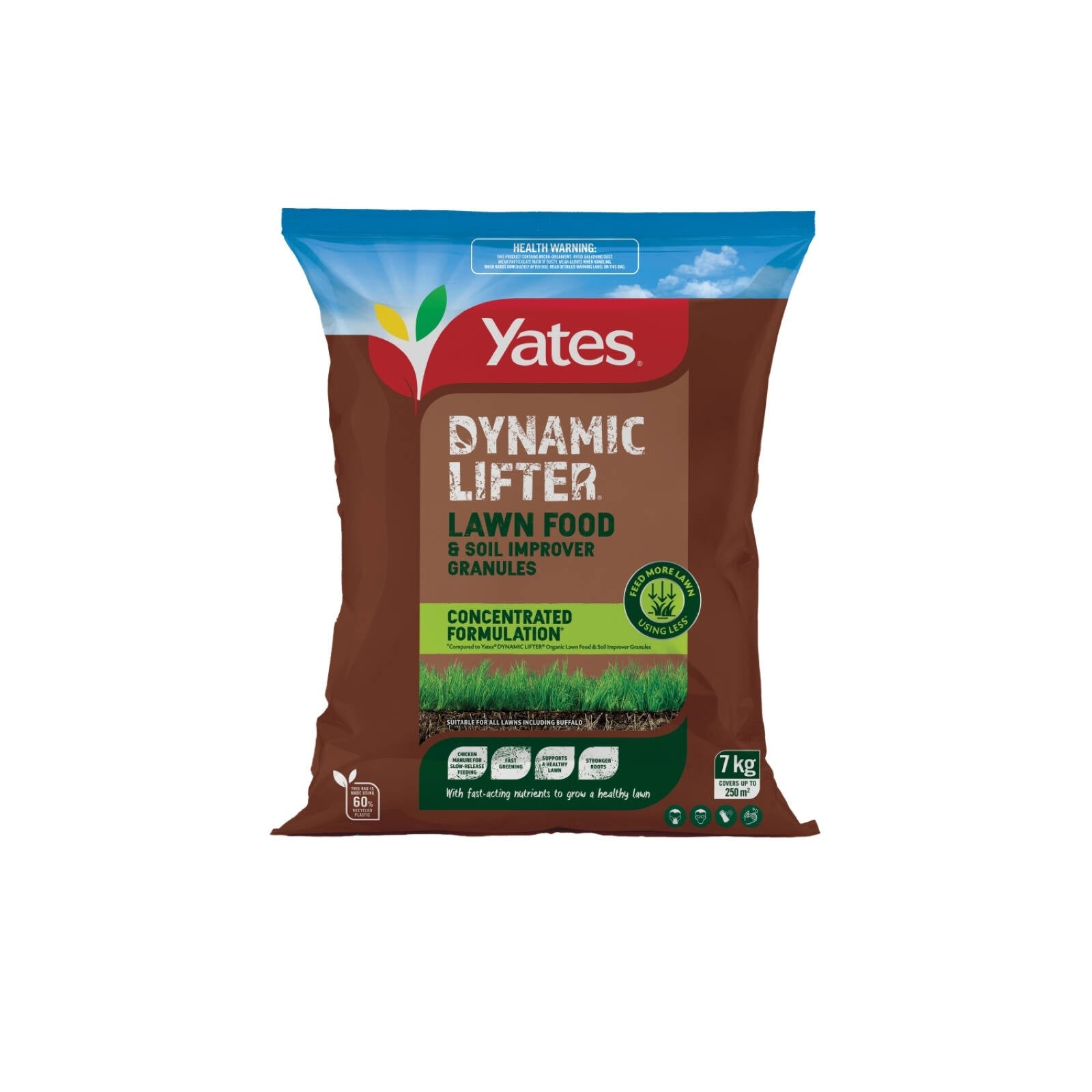 Yates Dynamic Lifter Concentrated Lawn Food 7kg - Organic Granulated Fertiliser, Covers 250m2