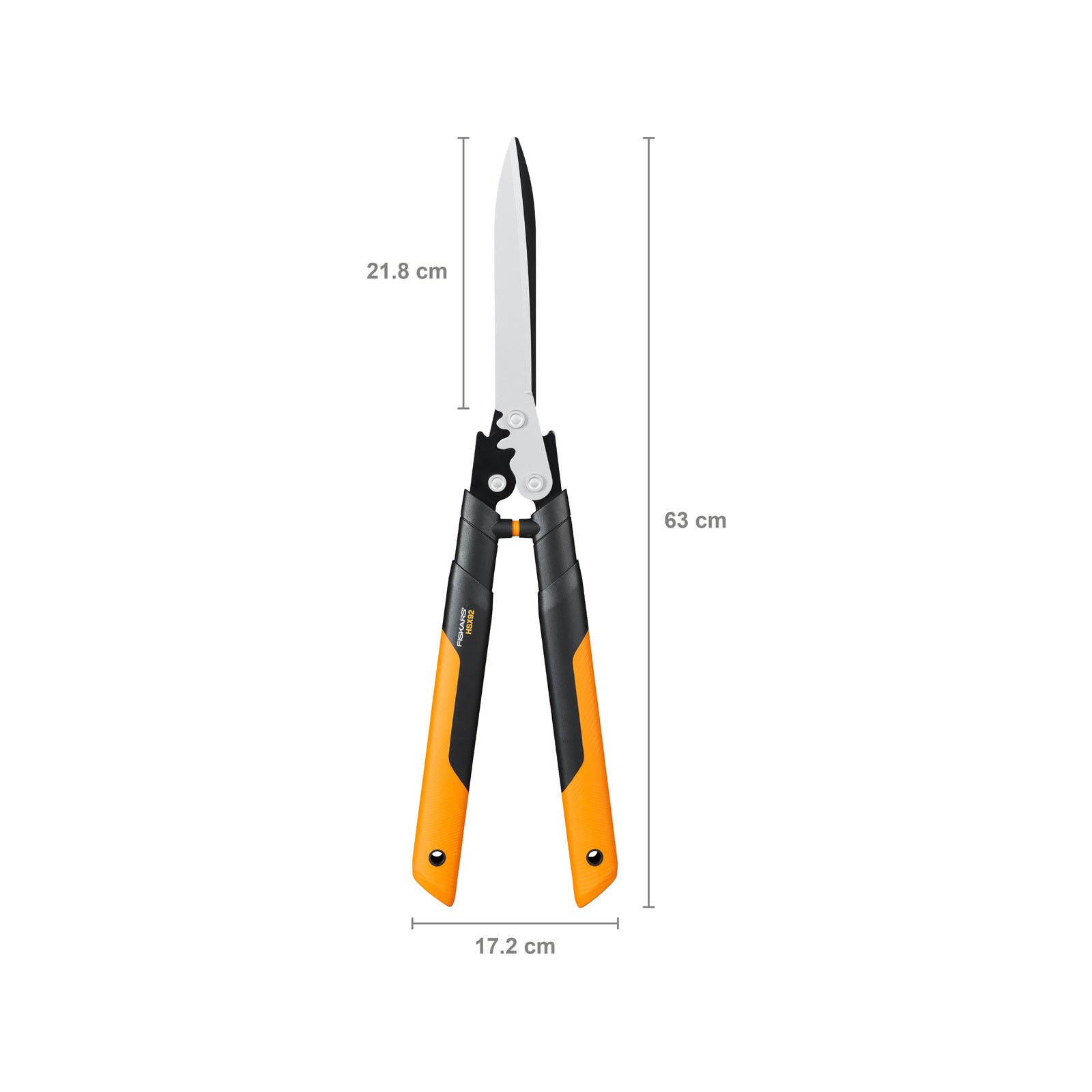 Fiskars PowerGearX HSX92 Hedge Shear, 280mm Hard Steel Blade, FiberComp Handle, Gear Driven