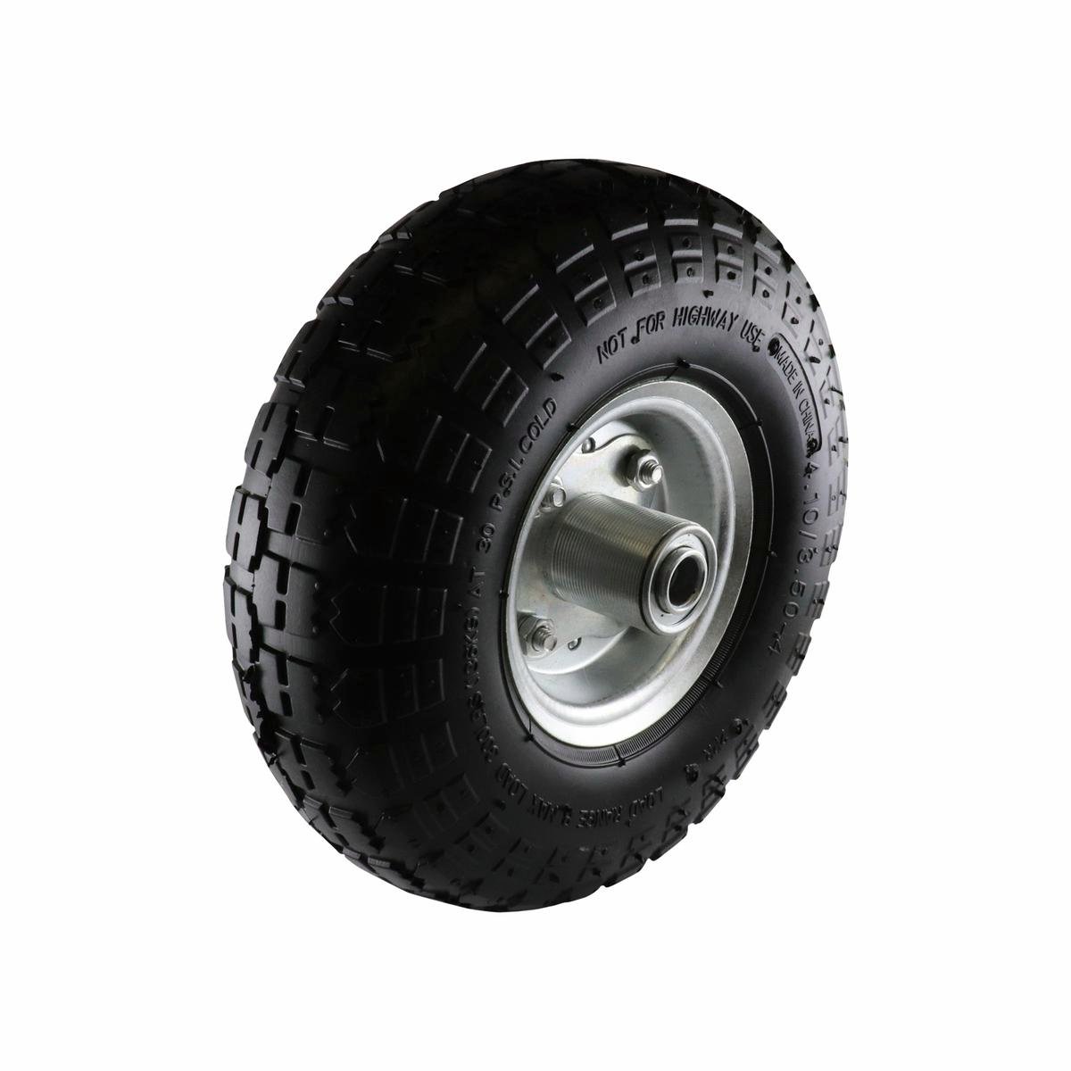 Move It 3.5 x 4 inch Pneumatic Steel Trolley Wheel 5/8 inch Axle 100kg