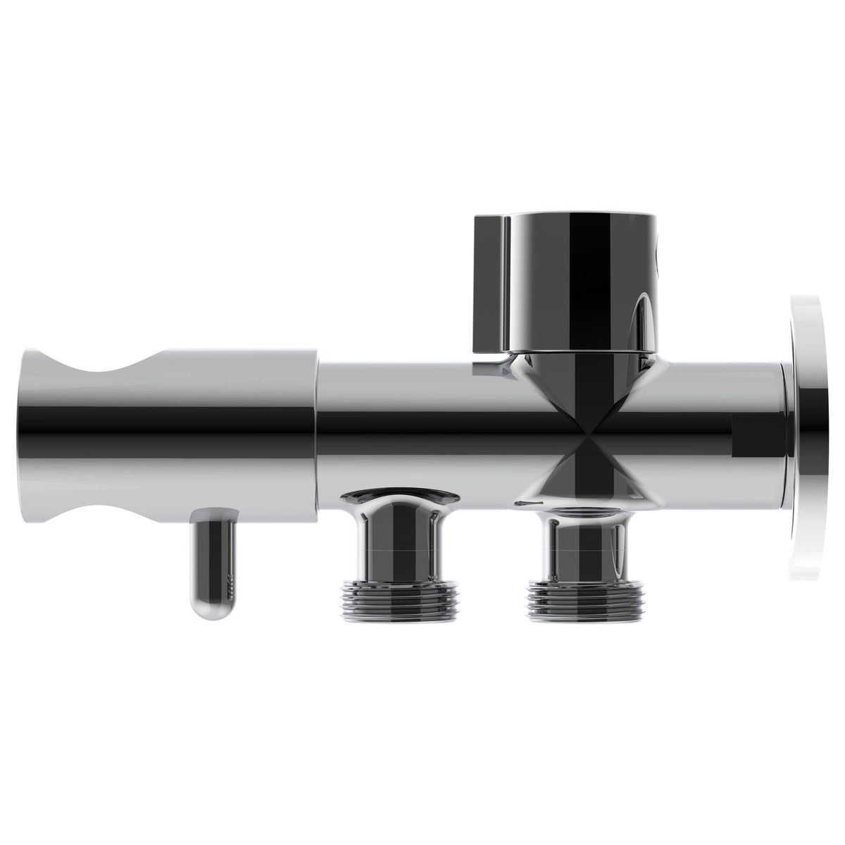 Evekare Chrome Dual Hand Spray Holder and Shut Off Valve, 7.5L/min