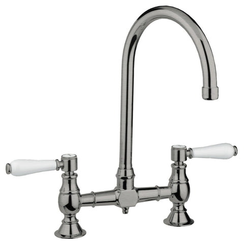 Armando Vicario Provincial exposed breech kitchen mixer tap - brushed nickel, gooseneck - 400160BN