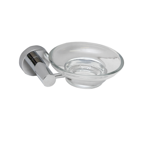 Estilo Chrome Bella Soap Dish - Toughened Glass Bowl - 110mm x 135mm x 90mm - Chrome - SuperSaverAU - view 1
