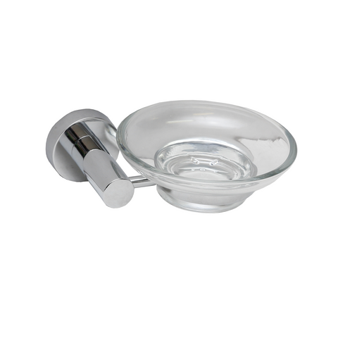 Estilo Chrome Bella Soap Dish Plated Zinc Alloy Toughened Glass Wall Mount