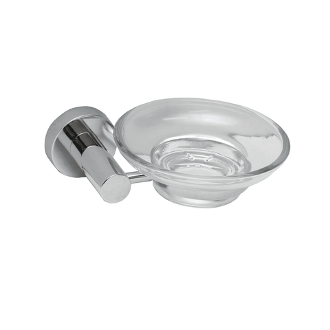 Estilo Chrome Bella Soap Dish Plated Zinc Alloy Toughened Glass Wall Mount