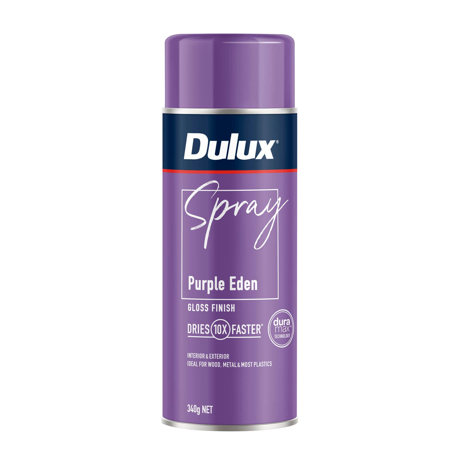 Dulux 340g Purple Eden Gloss Finish Spray Paint, High-Gloss Purple, Indoor & Outdoor
