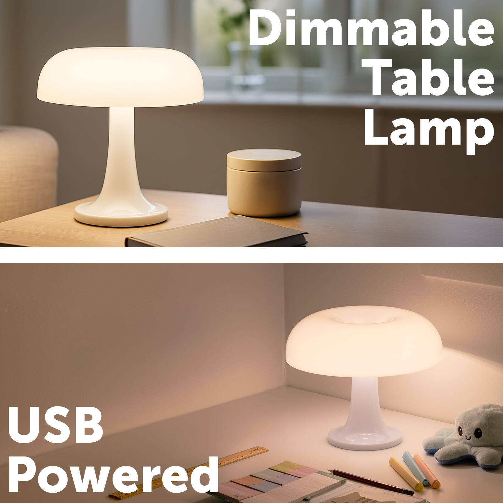 Astin Sinclair Dimmable Mushroom Table Lamp White 4W LED Indoor ATBL161WH