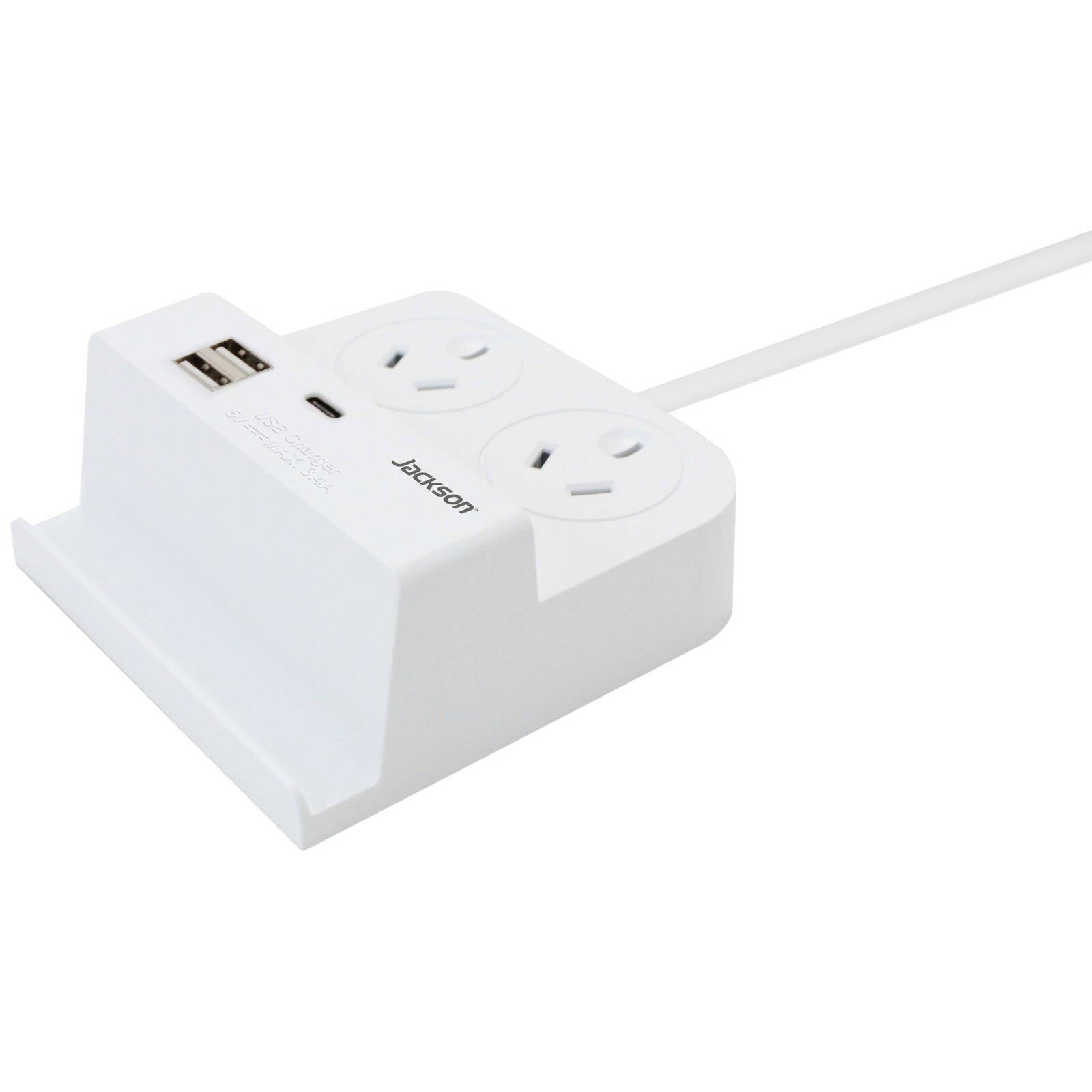 Jackson Fast Charge USB-C Desktop Powerboard, 2 Outlets, 1.5m Lead PT20SW
