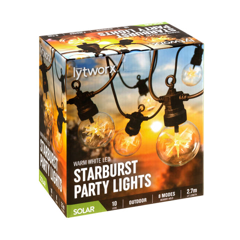 Lytworx Solar Starburst Party Lights 10 Pack 2.7m Warm White 8 Modes