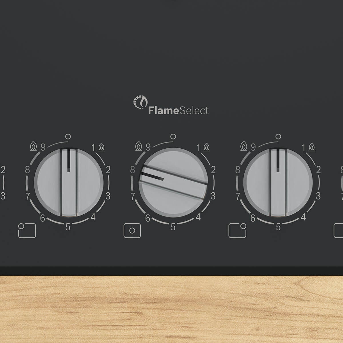 Bosch 75cm Series 6 Natural Gas Cooktop - Black Tempered Glass, Five Burners, FlameSelect - PPQ7A6I10A