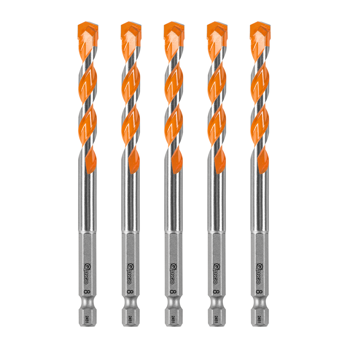 Kango 8 x 120mm Masonry Drill Bit 5 Pack - Carbide Tip, 1/4" Hex Shank
