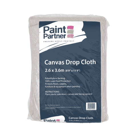 Paint Partner 2.6 x 3.6m Plastic Backed Canvas Drop Sheet, Cotton Polyester