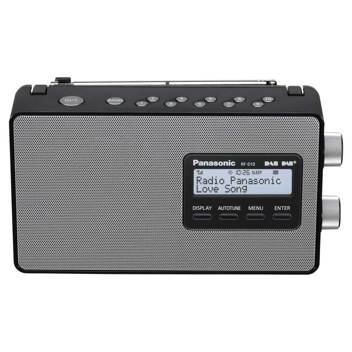 Panasonic Compact FM and DAB+ Digital Radio - Black Finish, Headphone Output - RF-D10GN-K