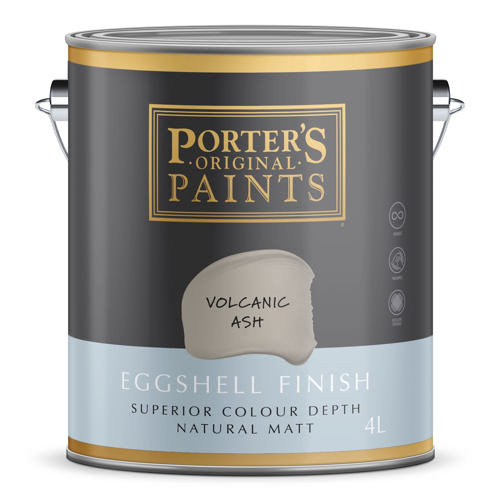 Porter's 4L Volcanic Ash Eggshell Broadwall Washable Paint
