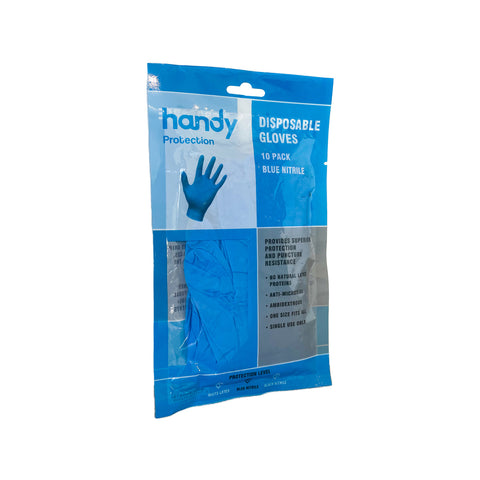 Handy Blue Nitrile Disposable Gloves 10 Pack One Size
