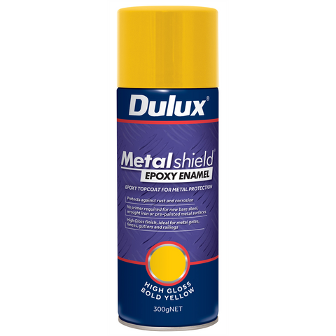 Dulux Metalshield 300g Epoxy Enamel Gloss Spray Paint Bold Yellow