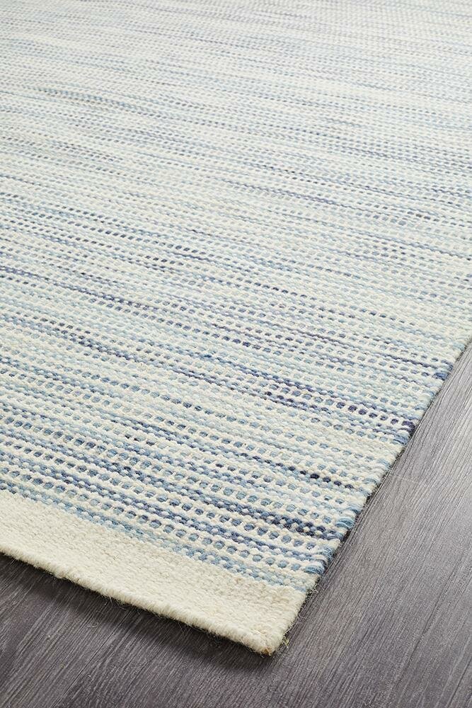 Rug Culture Skandi medium blue rug 225x155cm - hand loomed flatweave wool - SKAN310BLU225X155