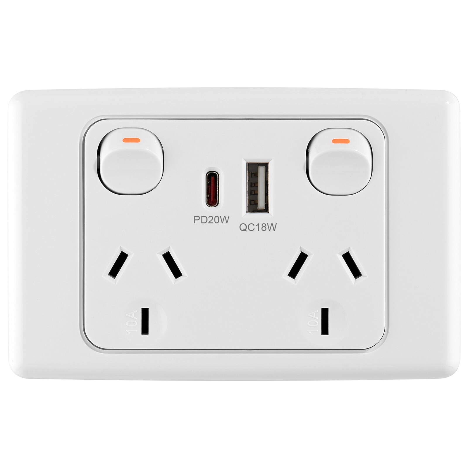 DETA 6000 Double Power Point with USB-A & USB-C PD20W Fast Charging White Indoor