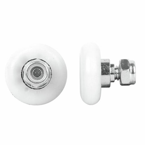 Rolltrak 19mm White Acetal Convex Roller With Threaded Stud - Wardrobe Door