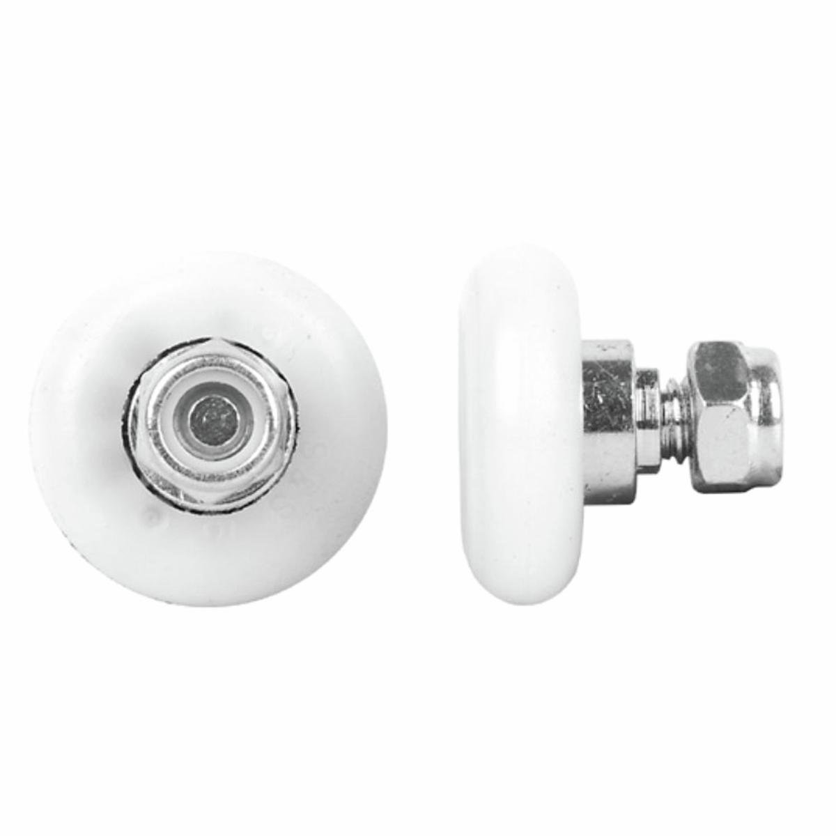 Rolltrak 19mm White Acetal Convex Roller With Threaded Stud - Wardrobe Door