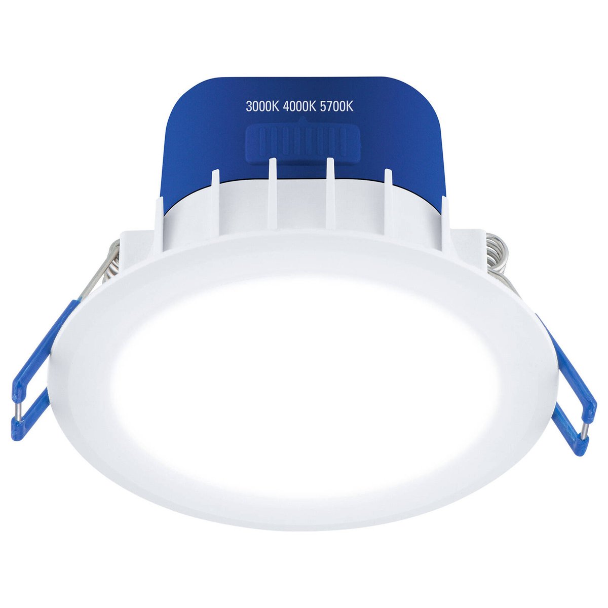 DETA 7W 70mm IP44 Tri-Colour Dimmable LED Downlight 240V Hardwired White Blue DET610