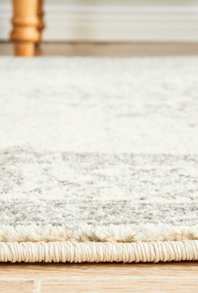 Rug Culture Century Medium Grey & Off White Runner Rug 300X80CM - Power Loomed - CEN-977-SILV-300X80