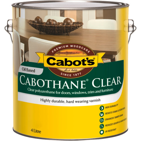 Cabot's Cabothane Clear Oil Based Satin Polyurethane Timber Varnish 4L