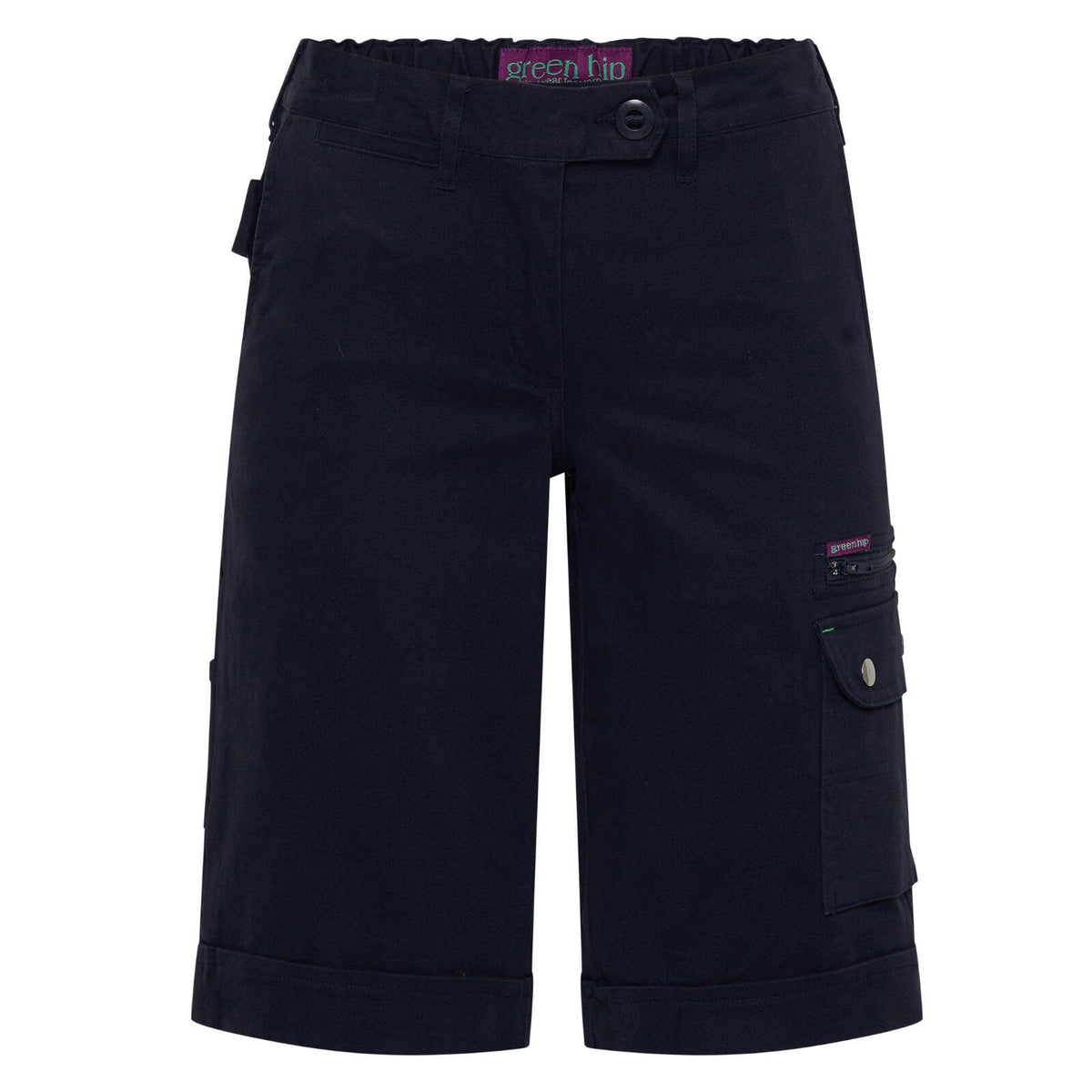 Green Hip Give Cargo Shorts Black Size 10 Women's Cotton Spandex Drill Twill