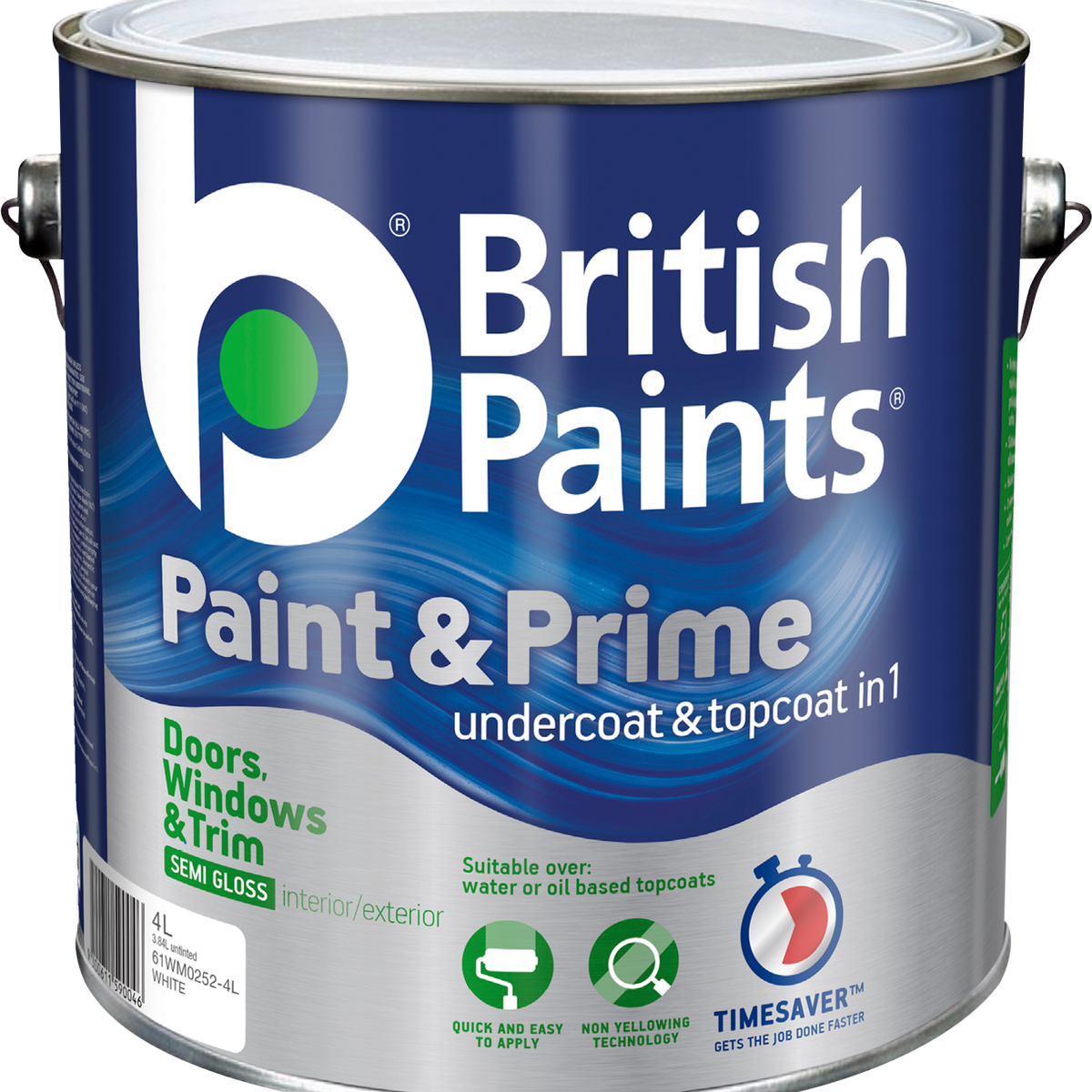 British Paints Paint & Prime - 4L - Semi Gloss - Non-Yellowing Technology - SuperSaverAU - view 1