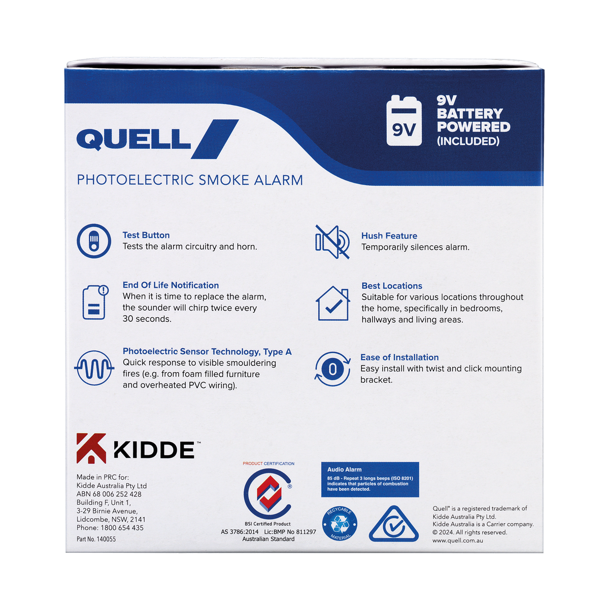 Quell Q501 Photoelectric Smoke Alarm - 9V - Trade Box - Easy Installation - Certified AS 3786 - SuperSaverAU - view 3