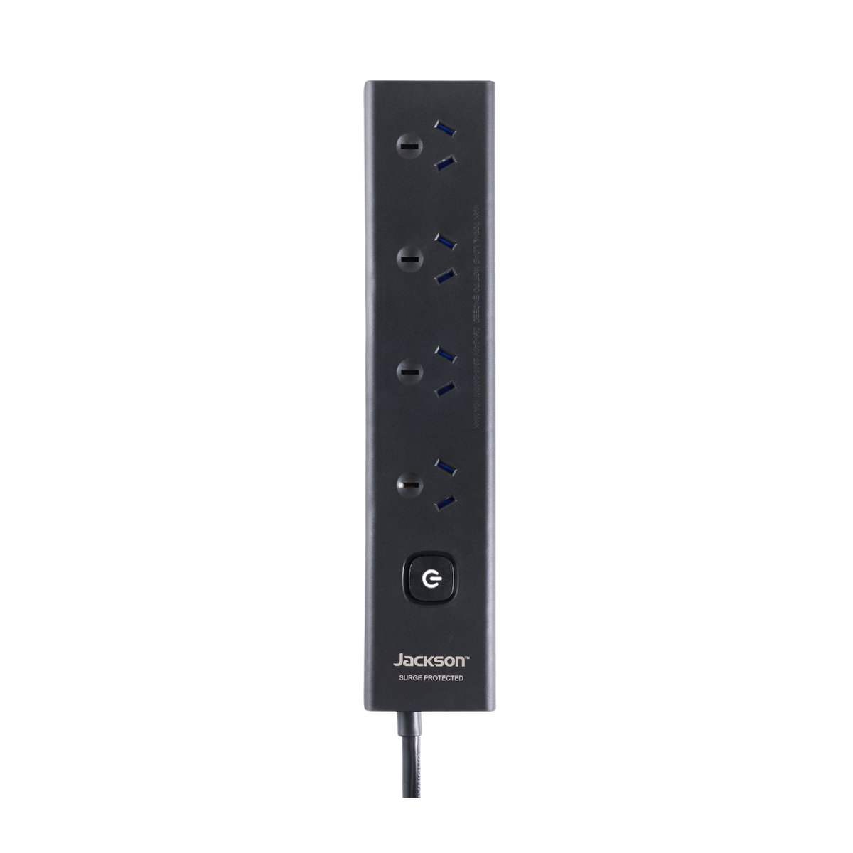 Jackson 4 Outlet Powerboard Master Switch Surge Overload 1.8m Black PT41MSB