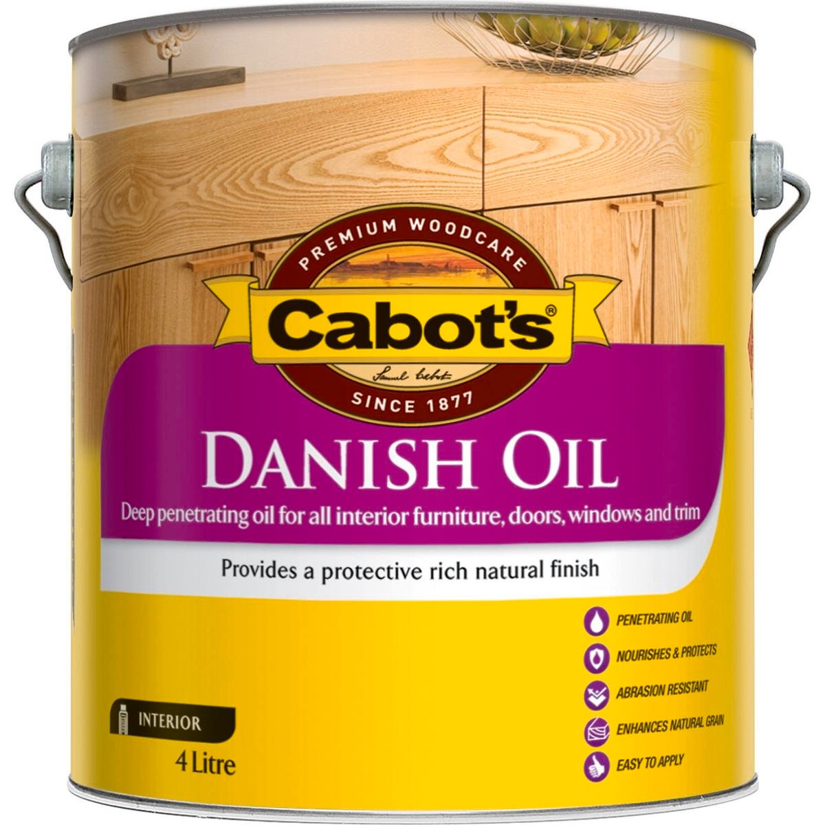 Cabot's Clear Danish Oil 4L - Oil Based Penetrating Interior Timber Finish