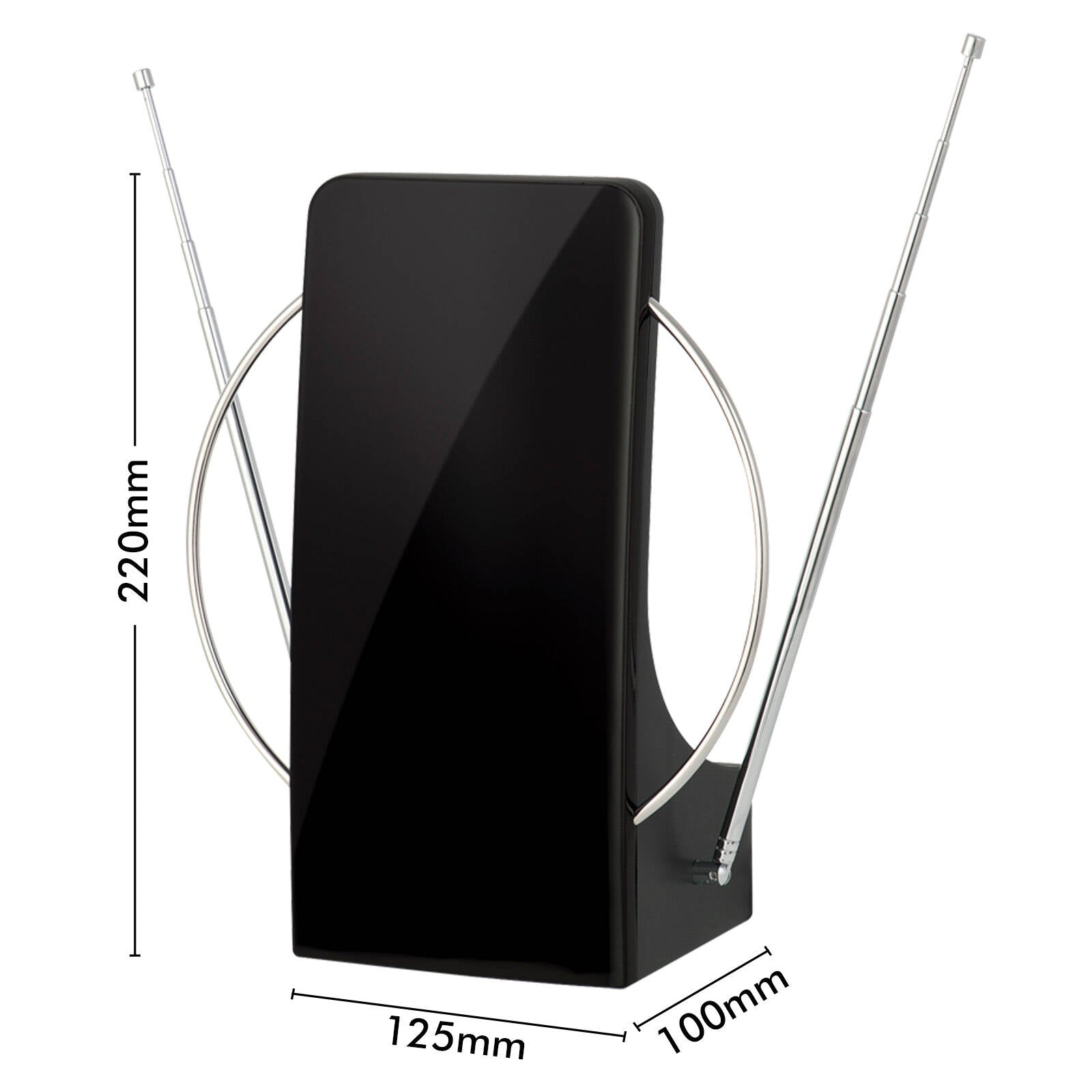 Antsig Digital Indoor Amplified Antenna - 35dB Gain, Telescopic VHF/UHF, Black AP547