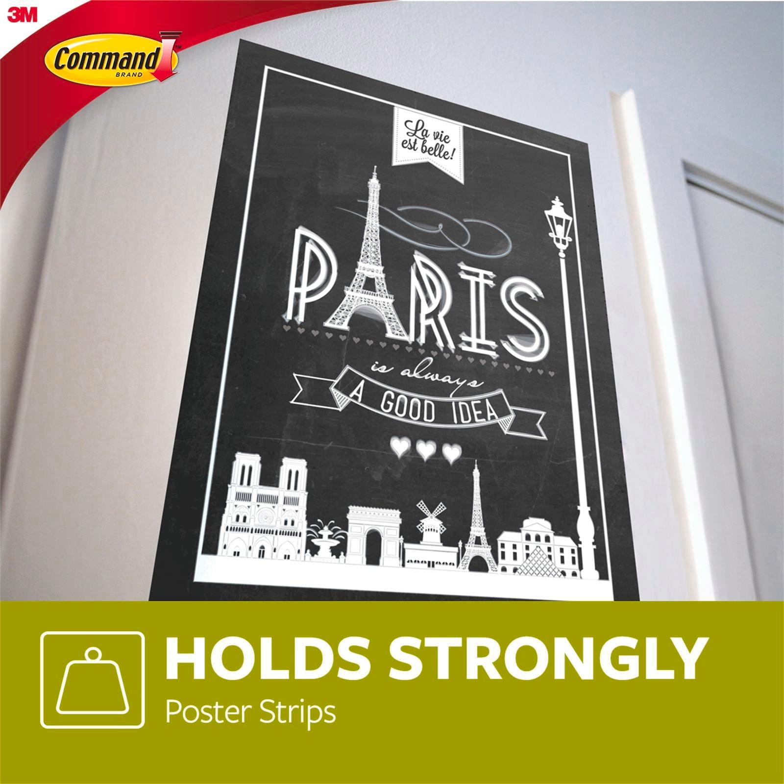 Command White Adhesive Poster Strips, 12 Pack