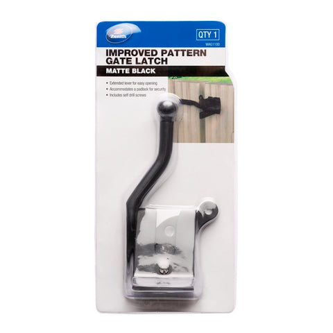 Zenith Matte Black Steel Improved Gate Latch