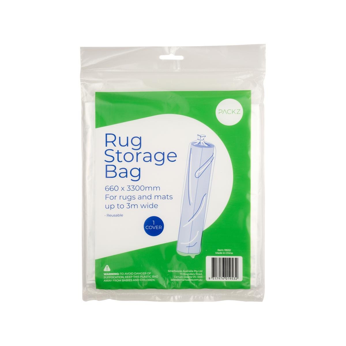 Packz Clear Plastic Rug Storage Bag 660 x 3300mm