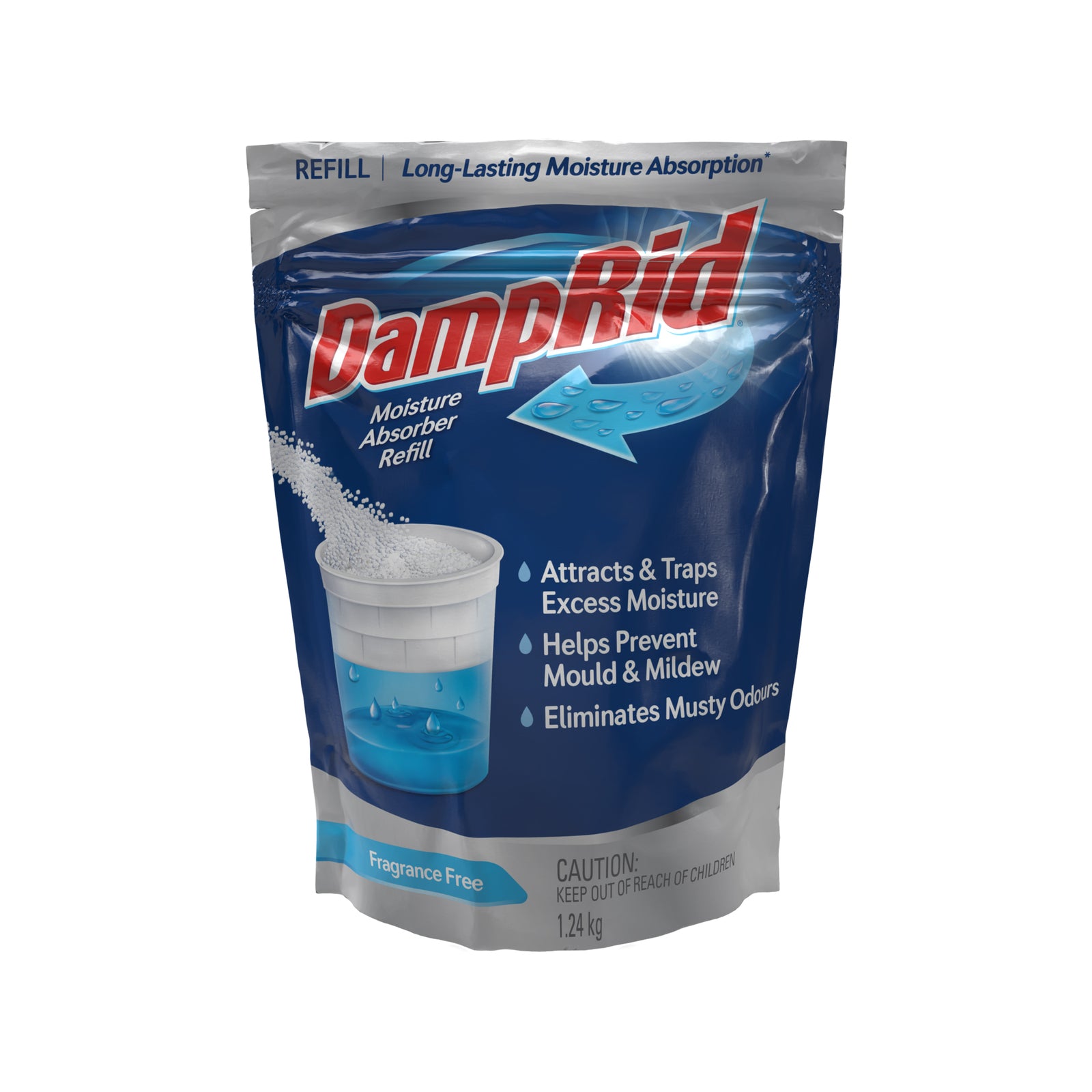 DampRid 1.24kg Moisture Absorber Refill, Odourless White Crystals, Prevents Mould & Mildew