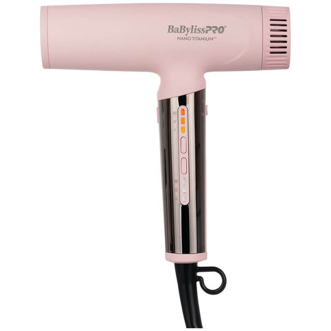 BaBylissPRO Nano Titanium Light ionic high-speed hair dryer - 1400W digital motor, pink blush - 900215