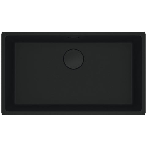 Franke 753mm Wide Single Bowl Undermount Sink - Matte Black Granite - Hidden Overflow - MRG110-72MB-B