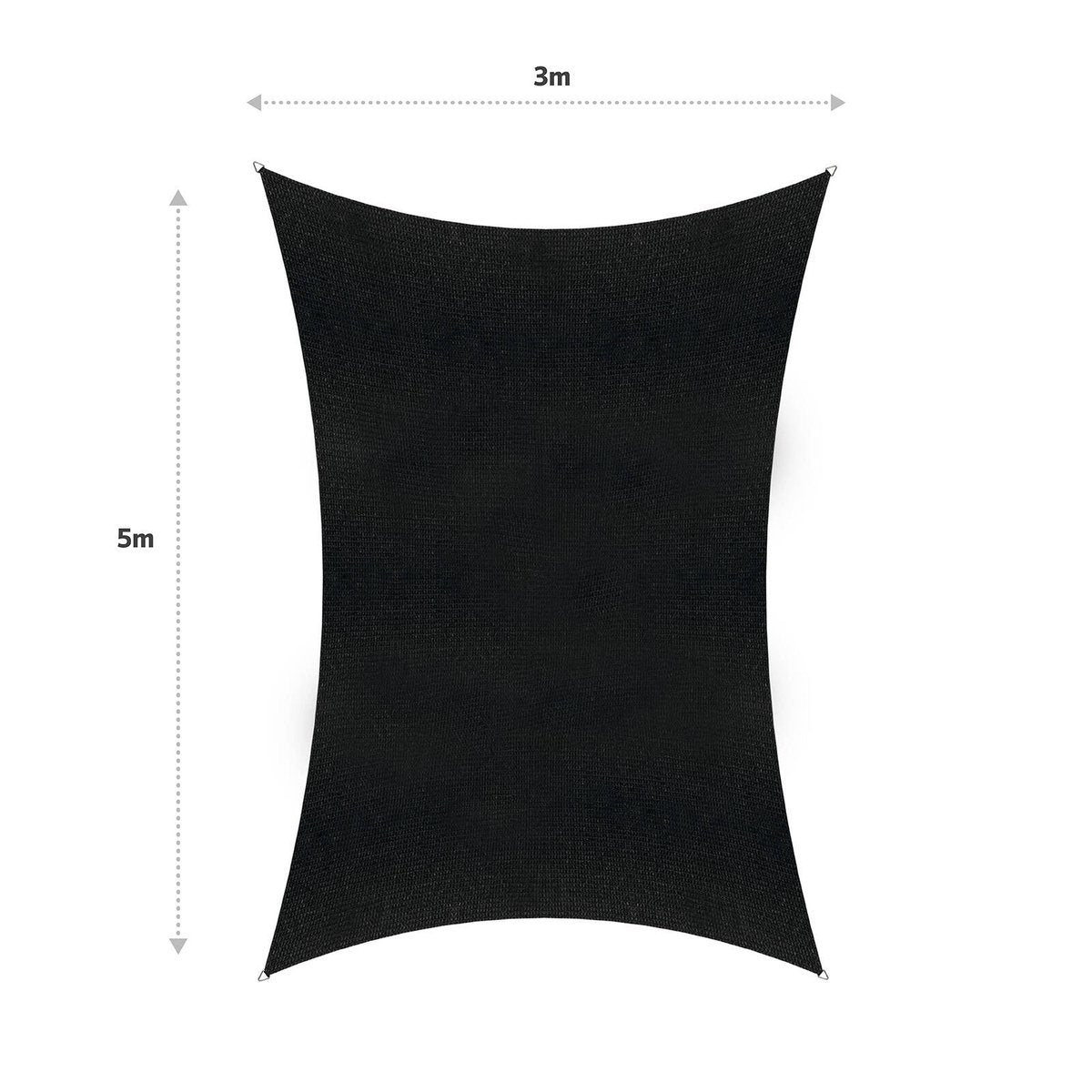 Coolaroo 5 x 3m Graphite Rectangle Commercial Grade Shade Sail - 95% UV Block