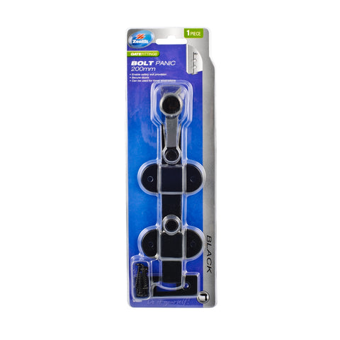 Zenith 200mm Black Steel Panic Bolt