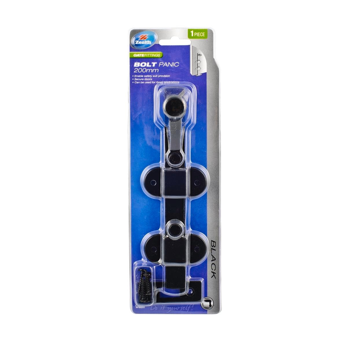 Zenith 200mm Black Steel Panic Bolt