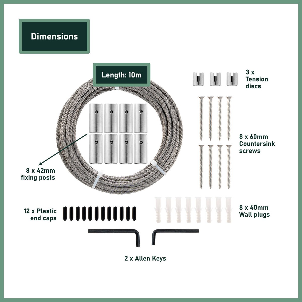 Garden Zen 10m Non Tensioned Wire Wall Plant Trainer Kit - 316 Stainless Steel - Durable Outdoor Support - SuperSaverAU - view 2