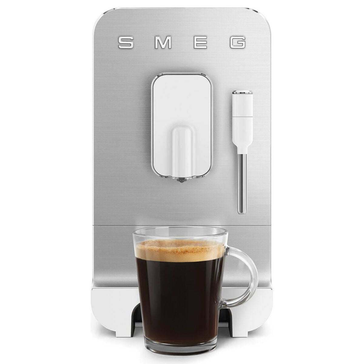 Smeg Coffee Machine with Steam - 19-Bar Pump, Stainless Steel Burrs, White - BCC12WHMAU