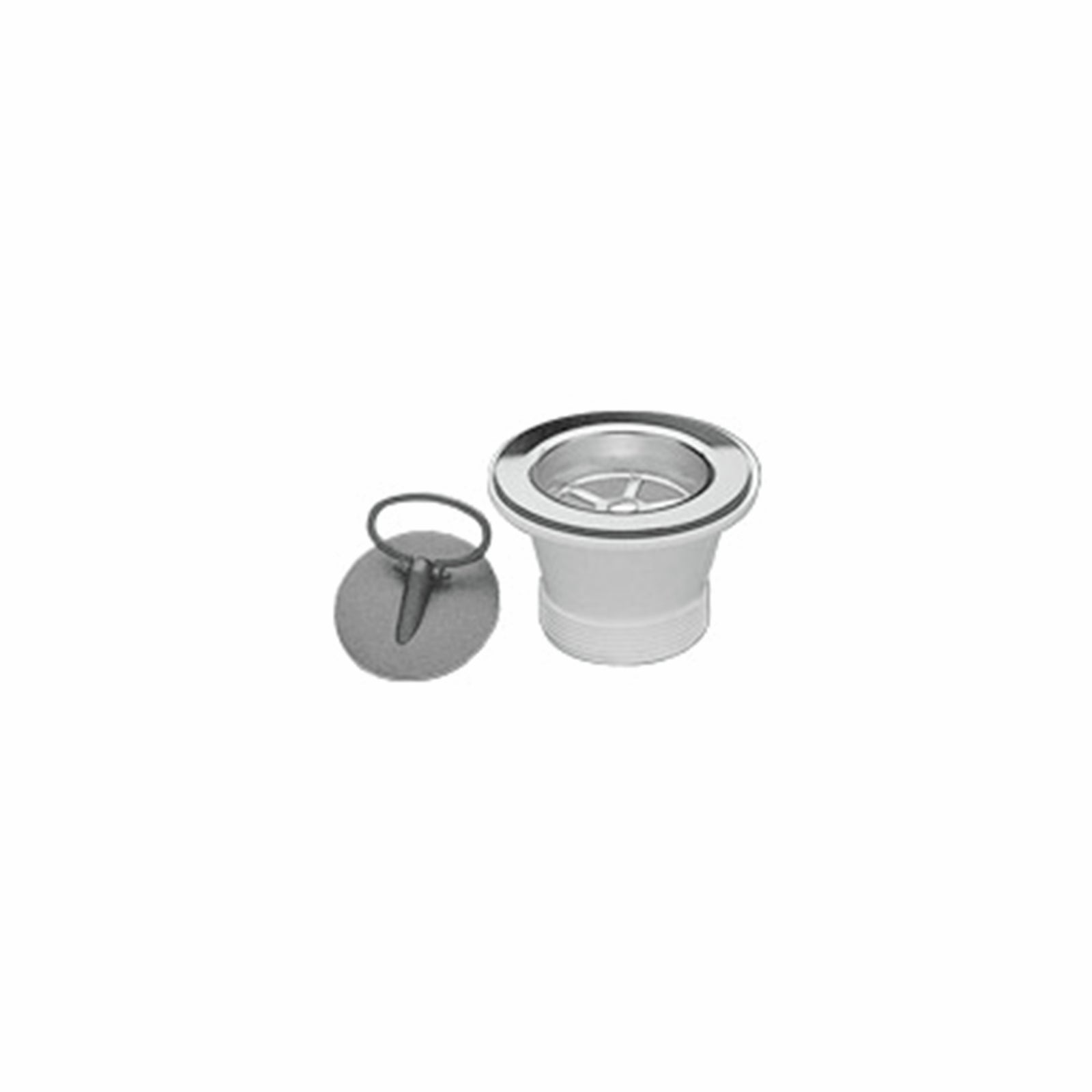 Abey 90 x 50mm Reducing Sink Plug and Waste Stainless Steel and PVC White