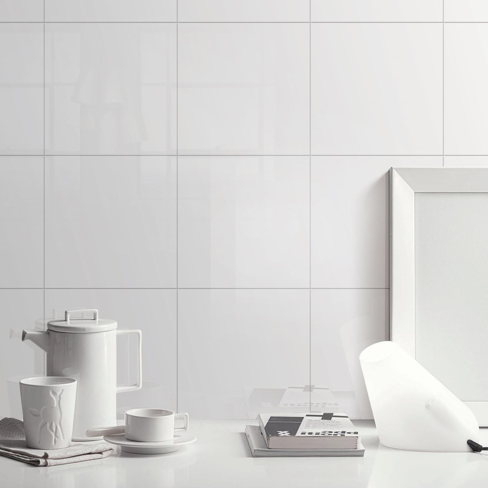 Duratile White Gloss Ceramic Wall Tile 20 x 20cm, 25 Pack 1sqm Glazed